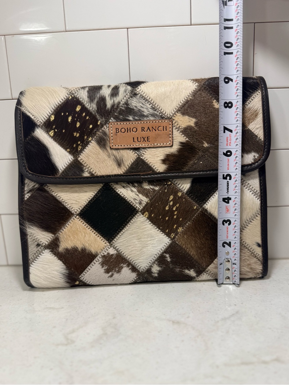 Brown Cowhide Patch Travel Bag - Picture 2 of 8
